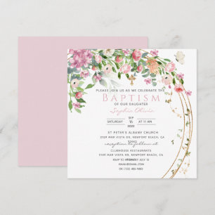 Batismo de Garota Floral Rosa Elegante