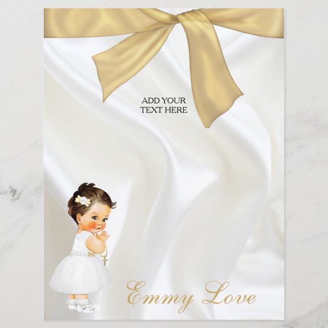 Batismo de Menina Branco Dourado (Frente)