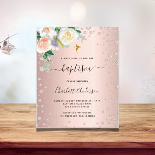 Batismo de orçamento rosa floral moça cor-de-ros