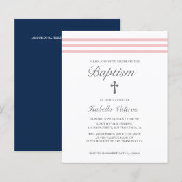 BATISMO Elegante Listrado rosa pastel Navy Cruz 