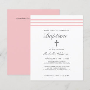 BATISMO Faixa Listrada Elegante Rosa Pastel Cruz O