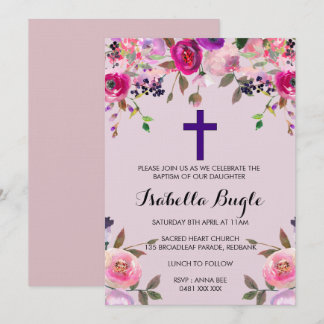 Batismo floral roxo/Menina de Convite de Natal