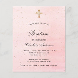 Batismo orçamental blush cor-de-rosa convite para
