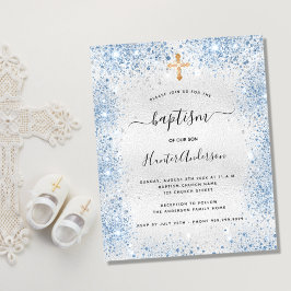 Batismo orçamental convite à criança azul brilhant