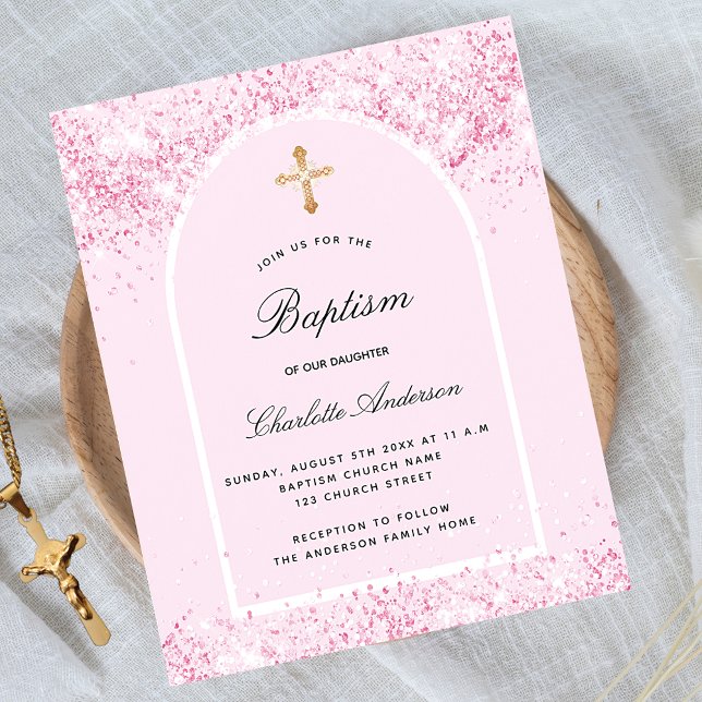 Batismo orçamentário blush cor-de-rosa poeira (Criador carregado)