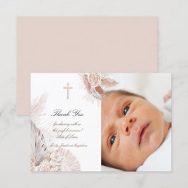Batismo rosa de aquarelas boho cartões de agradeci