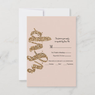 Batom Rosa Dourado Glam Casamento RSVP Resposta