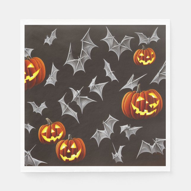 Bats E Jack-O-Lanternas - Guardanapos de Luncheon  (Frente)