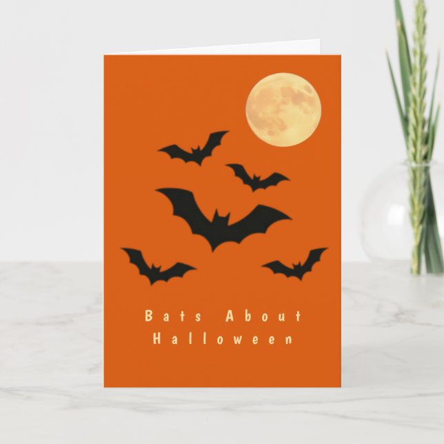 Bats Sobre o Cartão de Férias do Halloween (Frente)