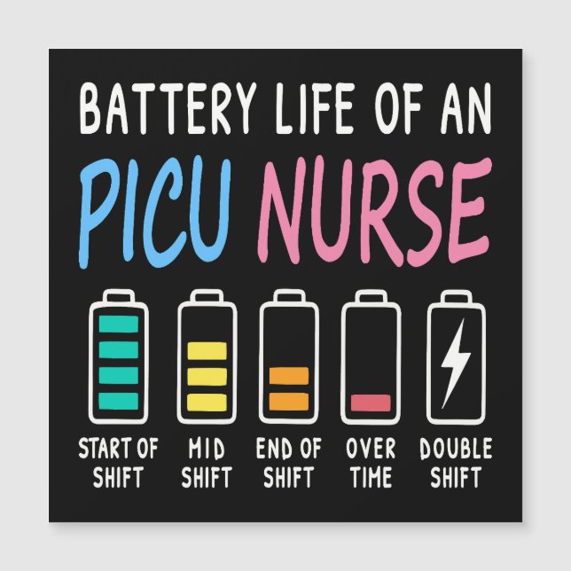 Battery life of a PICU nurse humor chart (Frente)