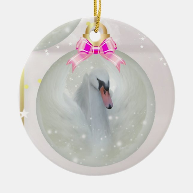 Bauble da cisne nos enfeites de natal (Frente)
