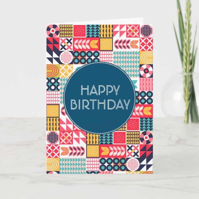 Bauhaus Floral Convite Geométrico Dobrado (Frente)