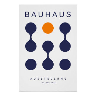 Bauhaus Laranja Marinho Impressão de Arte de Grade