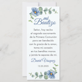 Bautizo Bookmark Favorece Flores Azuis Verde