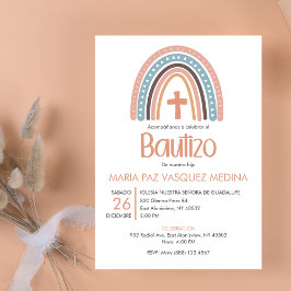Bautizo Convite Católico Pastel Rainbow Baptism