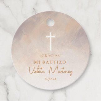 Bautizo Etiqueta para Recuerdos Morado Favor Tags