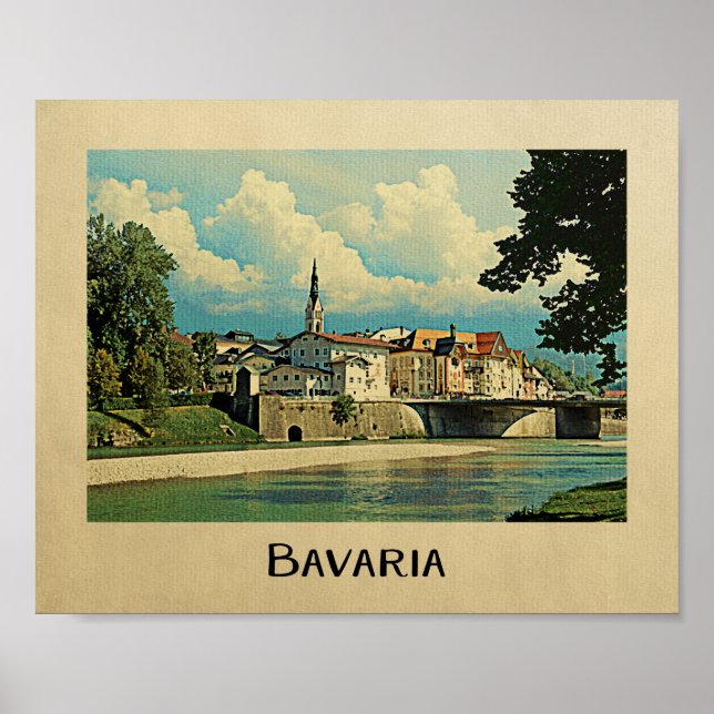 Bavaria Poster Viagens vintage Alemanha Bad Tolz (Frente)