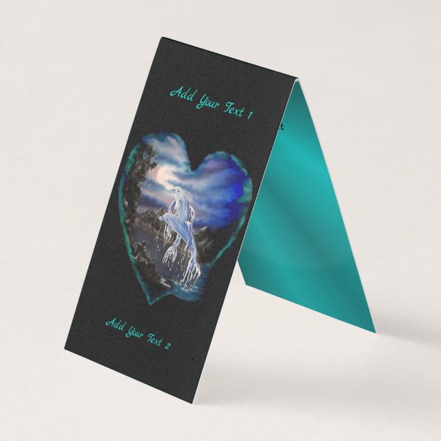 Bay at Night, Dolphin Love Place Card (Frente)
