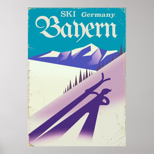 Bayern Alemanha poster de férias de Esqui de safra (Frente)