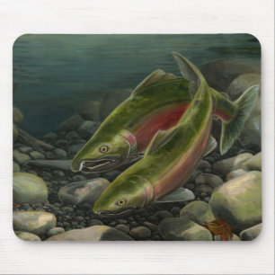 BC Salmon Art Mousepad Decor de Pintura de Peixes