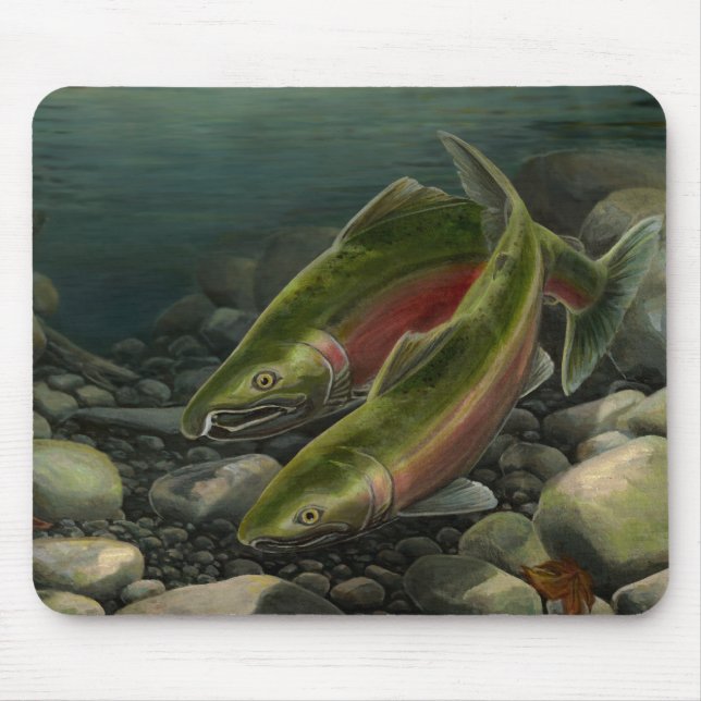 BC Salmon Art Mousepad Decor de Pintura de Peixes (Frente)