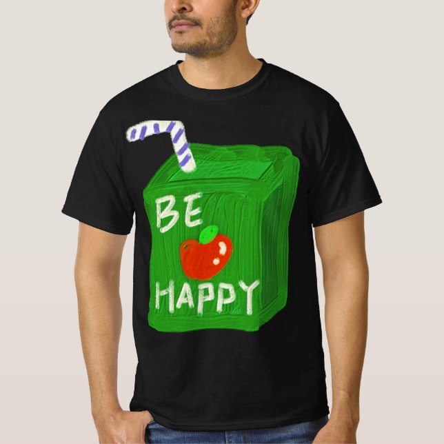 Be Happy With Apple Design T-shirts By Will Power (Frente)