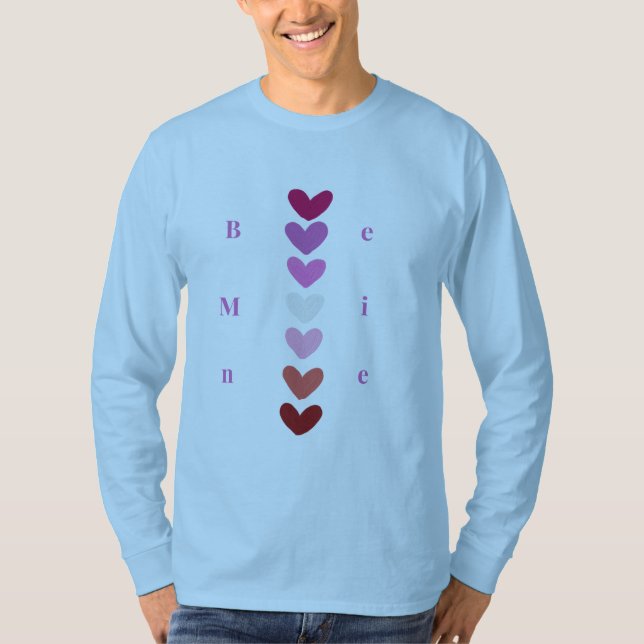 Be Mine Minimal Heart Stack Valentine T-Shirt (Frente)
