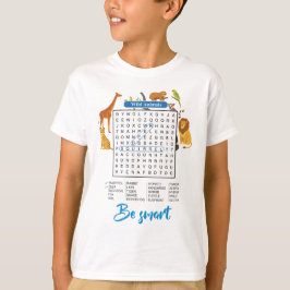 Be Smart – Wild Animals Word Search Game T-Shirt f