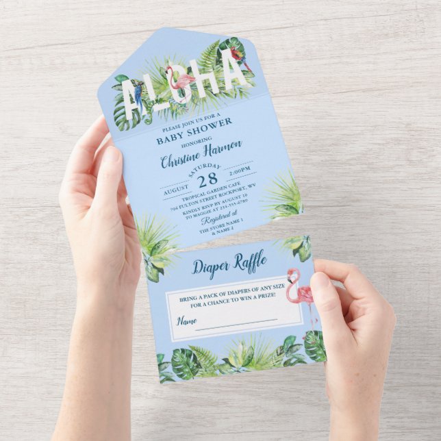 Beach Aloha Light Blue Chá de fraldas Fralda Raffl (Tearaway)