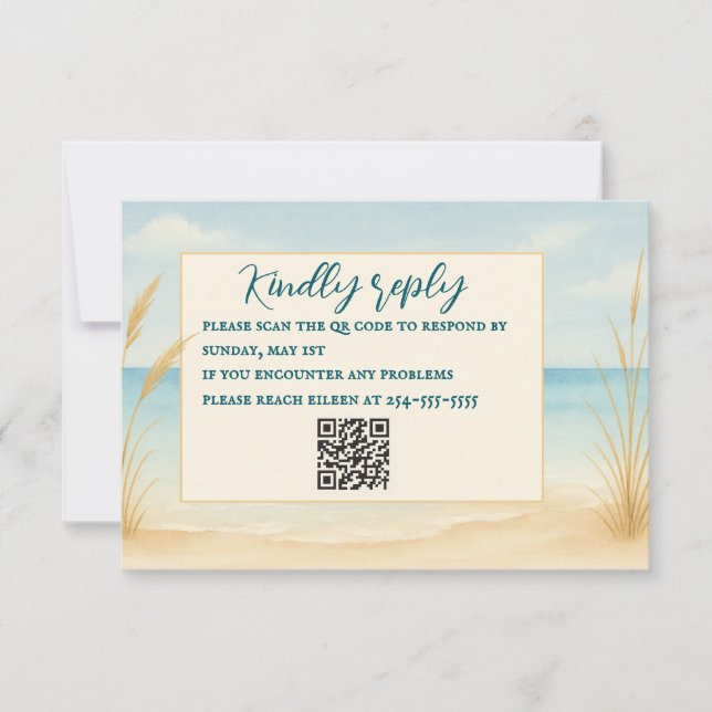 Beach Bliss QR Code RSVP Card (Frente)