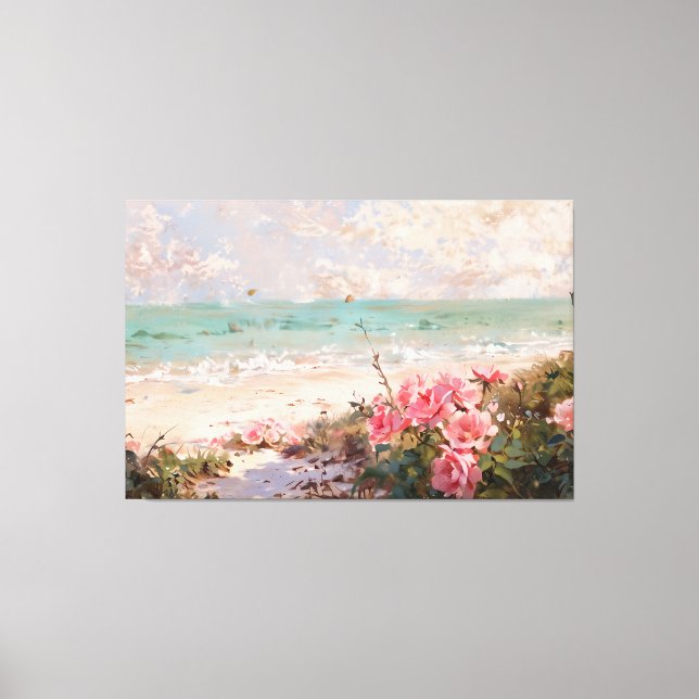 *~* Beach Cluster Rosas TV2 Stretch Canvas Print (Frente)