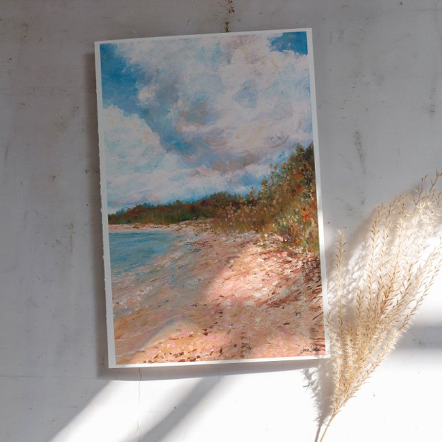 Beach Coastal Michigan Shoreline Art Impressão (Beach Coastal Michigan Shoreline Art Print by Jenn Steffen Art. )