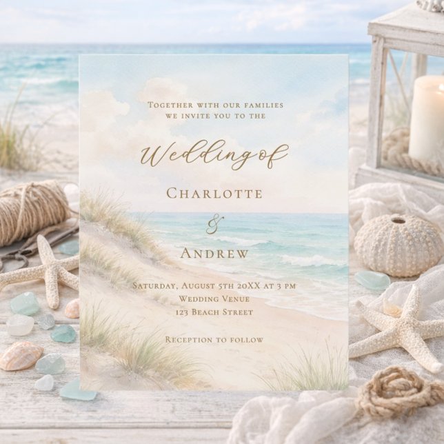 Beach coastal ocean wedding invitation (Criador carregado)