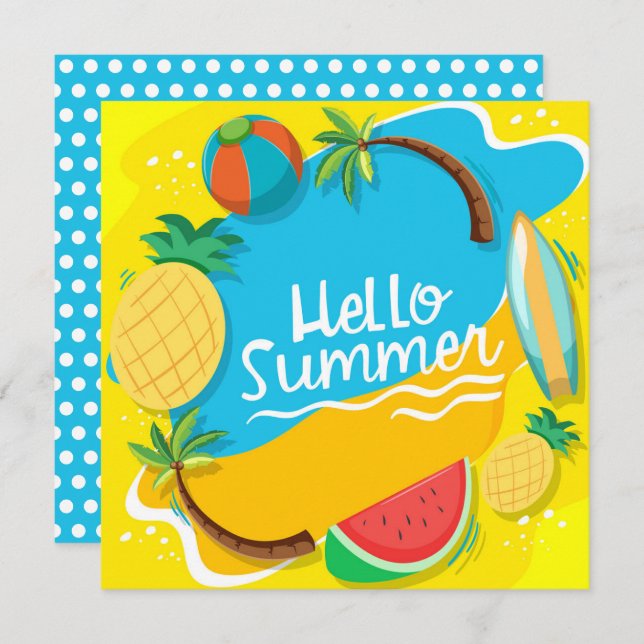 Beach Days Hello Summer Greeting Card (Frente/Verso)