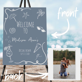 Beach Doodle Bridal Shower Welcome Sign