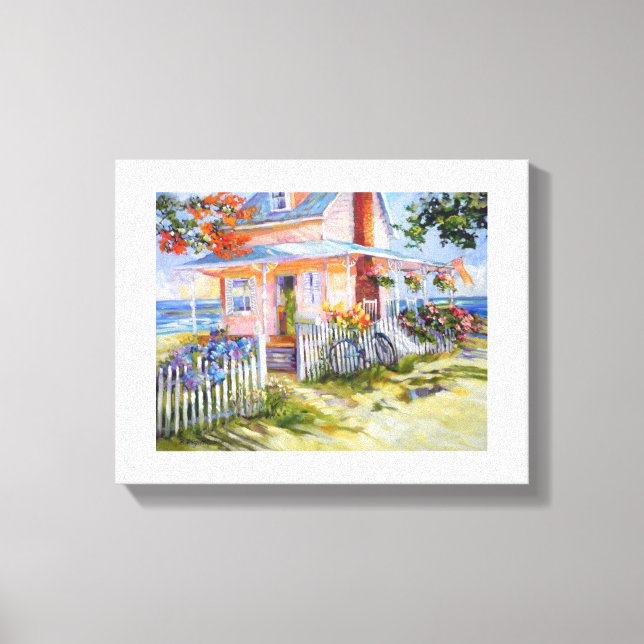 Beach Dream Cottage 14x11 & Border Canvas Print (Frente)