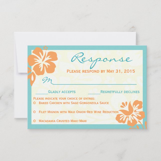 Beach Flowers RSVP Orange & Teal (Frente)