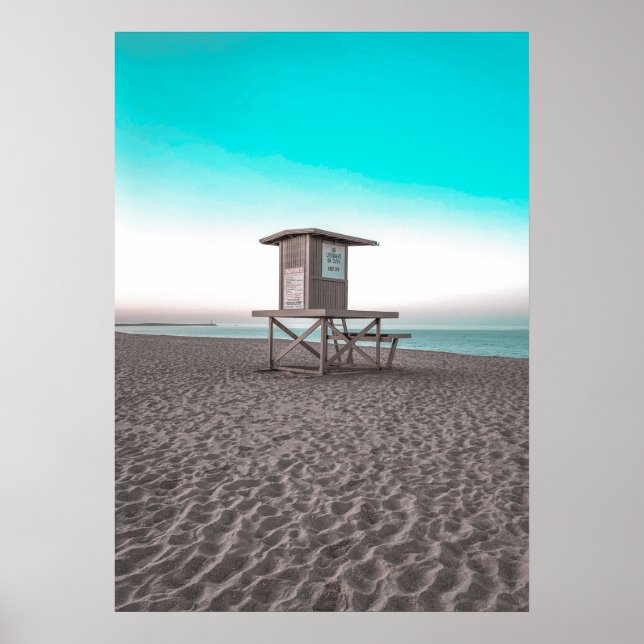 Beach Hut Ocean Beach Palm Poster (Frente)