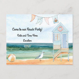 Beach Hut Seagull e Beach Ball Convite de festas