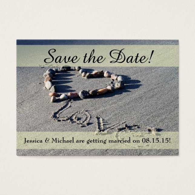Beach Love Save the Date Cartão de visita (Frente)