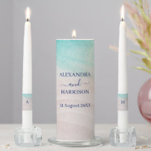 Beach Ombre Wedding Unity Candle Set
