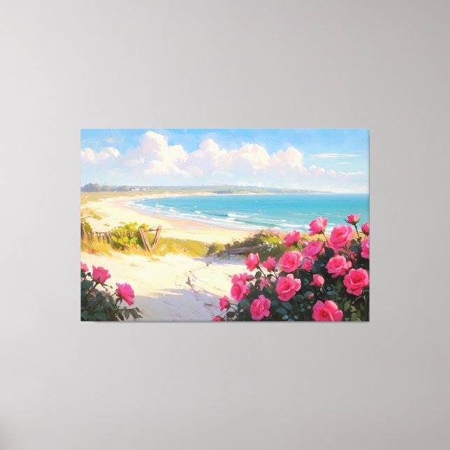 *~* Beach Path Rosas TV2 Stretch Canvas Print (Frente)