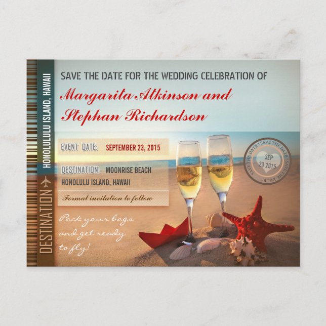 Beach Salve os Cartões de Data (Frente)