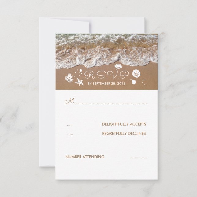Beach Sandy Waves Summer Wedding RSVP Card (Frente)