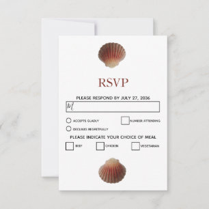 Beach Seashell Clams Casando Cartões RSVP