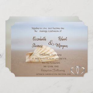 Beach Seashell, Convite para Casamento de Corações