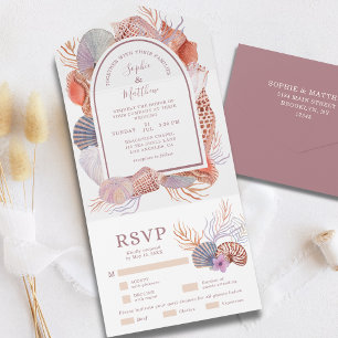 Beach Seashells Watercolor Coastal Chic Wedding Al