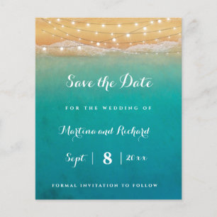 Beach String Luzes Casamento Salvem Cartões de Dat
