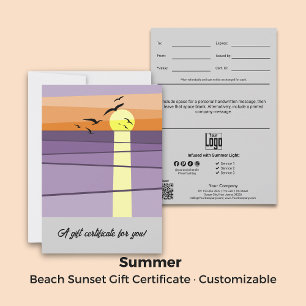 Beach Sunset ・ Certificado de Presente 5x7 Retrato