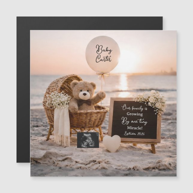 beach sunset pregnancy announcement teddy keepsake (Frente/Verso)